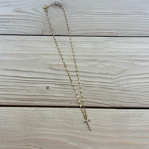 Plunder Eliana Necklace Gold Pearl Initial T - Picture 1 of 5